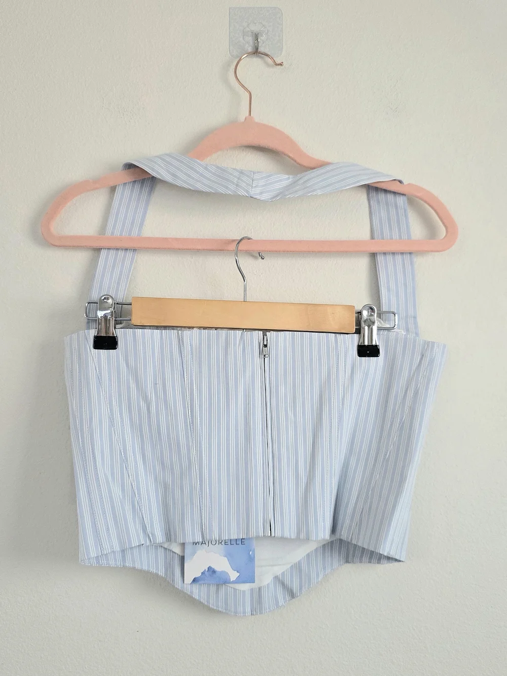 MAJORELLE Light Blue and White Striped Skirt Set with Lace Trim - Picture 6 of 10